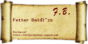 Fetter Balázs névjegykártya