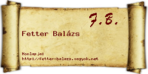 Fetter Balázs névjegykártya